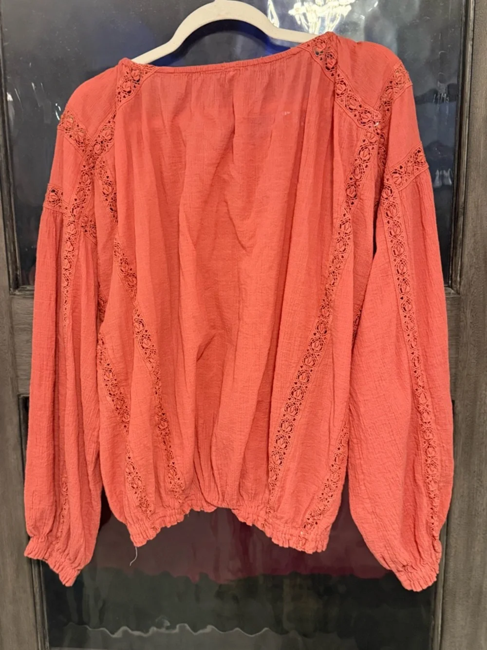 Free People Terracotta Maria Maria Lace Blouse size L - Picture 2 of 9